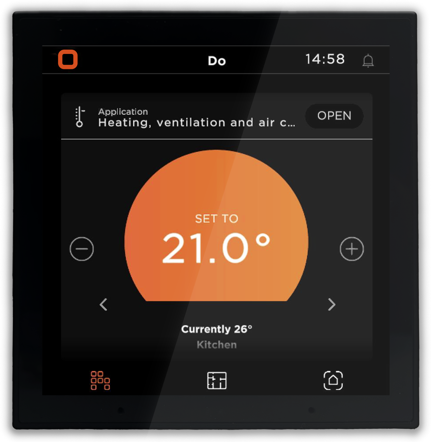 Photo de notre écran Dovit DO.Touch en version 4 pouces avec l'utilisation de notre application domotique DO.App